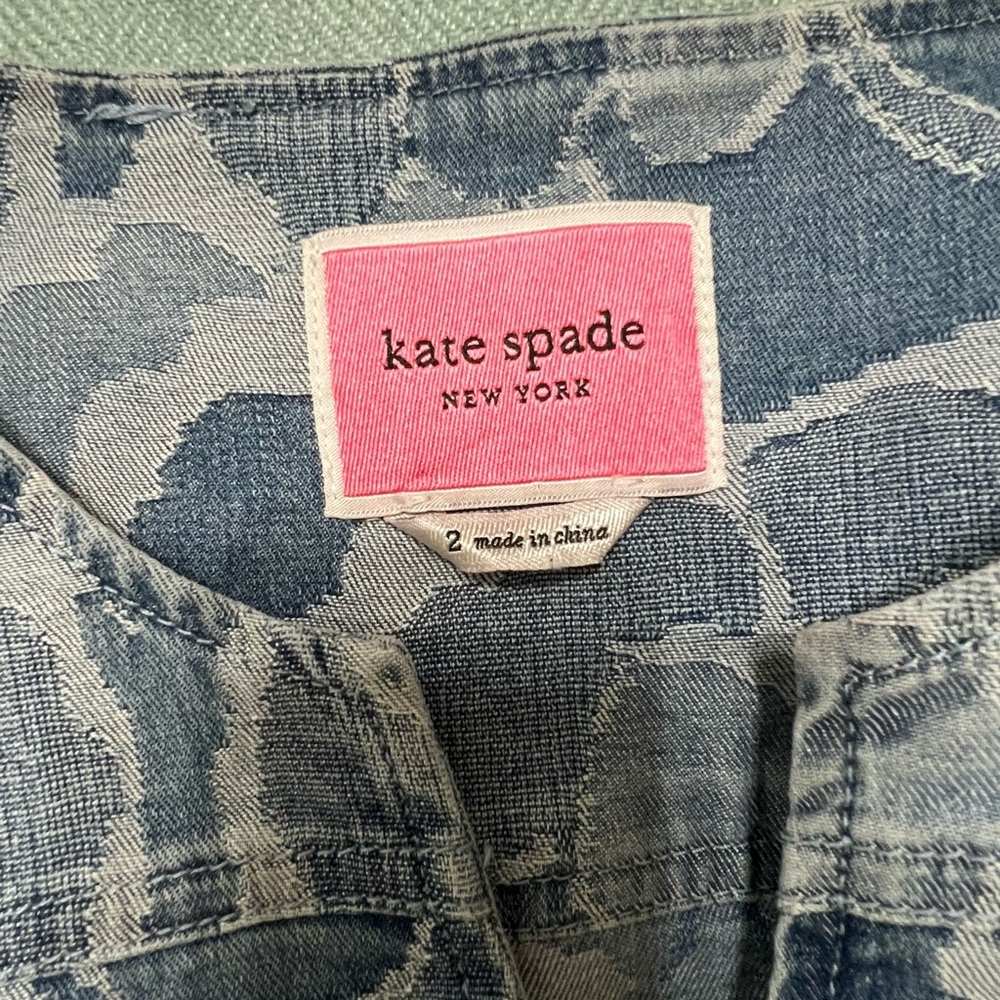 Kate Spade Denim Floral Textured Sleeveless Fit‑and‑Flare Dress with Ruffles - Picture 4 of 10